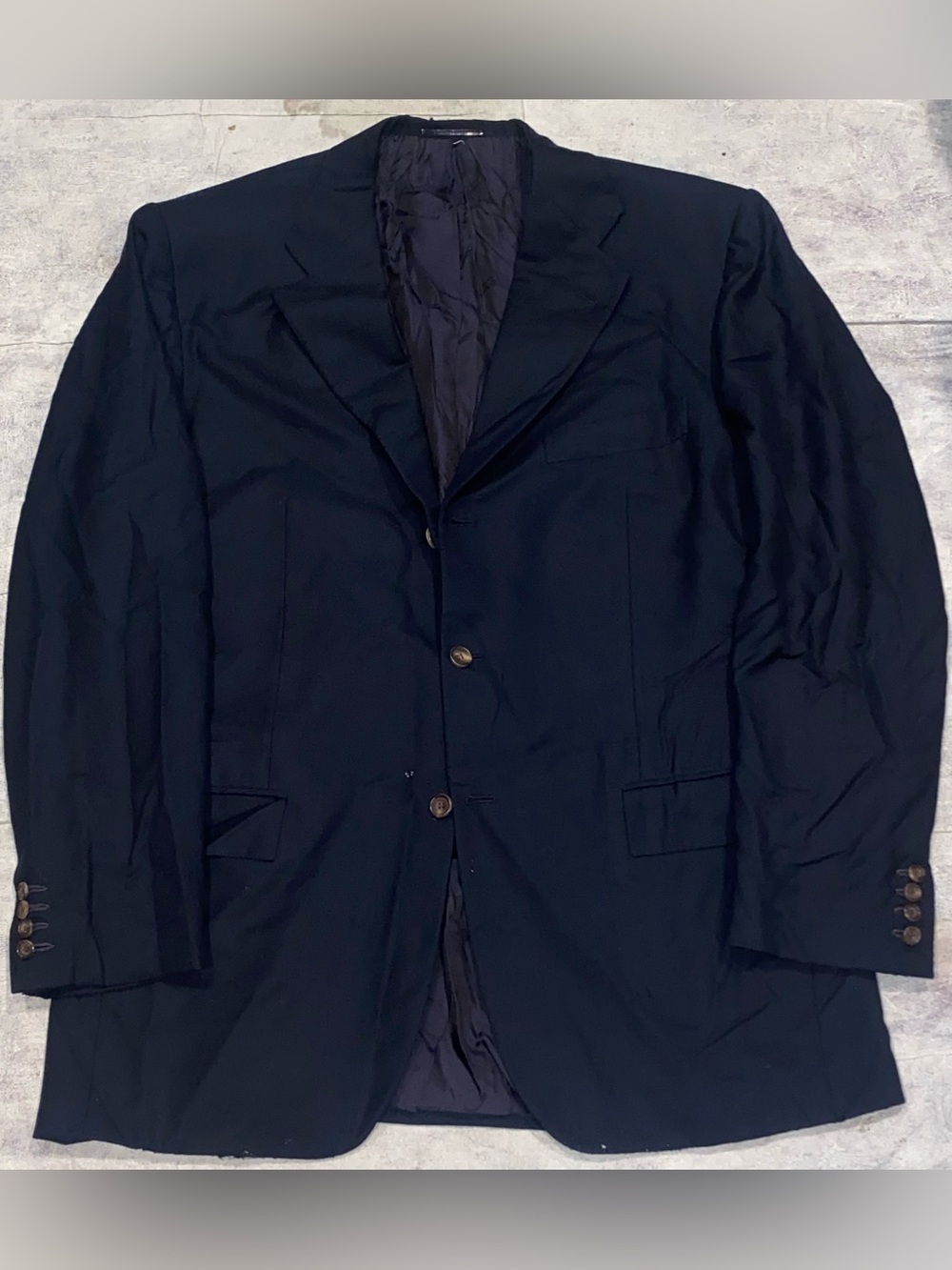 Kiton Napoli Wool 3/2 Navy Roll Blazer Sport Coat Suit Jacket Handmade Italy 46
